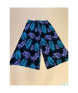 Slinky Brand Cropped Wide Leg Lounge Pants Tropical Floral Button Detail... - $24.37 CAD