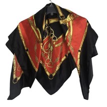 Corciova Silky Satin Equestrian Scarf Horse Tack Black Red Gold 35&quot; Classic - £17.31 GBP