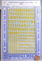 Microscale Model Train Decals HO 87-240-6 Alphabets &amp; #&#39;s Quentin S. Yel... - $7.95