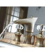 Widespread Basin Lav sink Faucet Waterfall Antique Mixer Tap crystal han... - $326.70