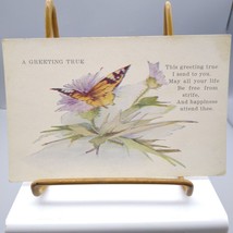 Antique A Greeting True Postcard 2293 Birds and Butterflies, Floral Impressionis - £6.95 GBP