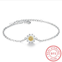 925 Sterling Silver Women Anklet Chain Daisy Flower Ankle Bracelet Plant Jewelry - £10.65 GBP