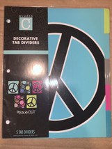 Studio C Decorative Peace Out  5 Tab Dividers, 6&quot; x 8.5&quot; - For Ring Binders - £4.74 GBP