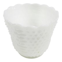 Fire King Milk Glass Planter Hobnail Scalloped Vintage Round White Bowl ... - $19.59