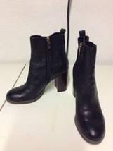 Tommy Hilfiger Women&#39;s Blac Britton Block Heel Leather Bootie Shoes LNC ... - $44.95