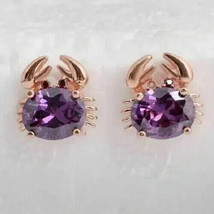 4Ct Oval Cut Simulated Amethyst Crab Stud Earrings 14k Rose Gold Plated Silver - £46.03 GBP