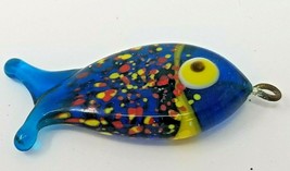Charm Fish Rainbow Speckled Yellow Eye Resin Vintage Small Blue  - $14.20