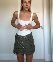 ZARA BNWT 2025. GREEN KHAKI SEQUIN CROSSOVER PAREO MINI SKIRT COTTON. 79... - $67.63