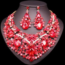 Leaves Necklace Earrings Set Jewelry Sets Party Wedding Prom Indian Bridal Costu - £62.51 GBP
