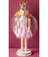 Wooden Christmas Nutcracker,14&quot;,WHITE FEMALE FAIRY QUEEN IN PINK W/MAGIC... - £27.23 GBP