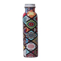 Copper Water Bottle 1000 ml in Multi Colour Mandala Design Art Print - £23.81 GBP