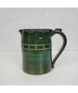 Art Pottery Pitcher Vase 4.75&quot; tall Green Ceramic Mid Century Modern - £13.33 GBP