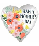 18 inch HAPPY MOTHER&#39;S DAY SATIN BLOOMS mylar foil balloon - £7.06 GBP
