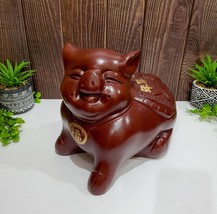 Huge Chinese Ceramic Pig Piggy Bank | Handmade Vintage Very Detailed | 9 lbs. - £77.74 GBP