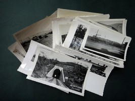 Lot Vintage Railroad Train Track Trolley Photographs 35pc Black And White - £28.82 GBP