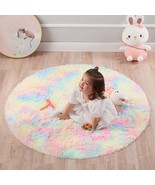 Round Rainbow Ultra-Soft Plush Modern 4x4 Circle Area Rug - $419.43 MXN