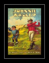 Vintage Johnnie Walker Golf Poster Print Scotch Wall Art Gift for Golfers - £17.98 GBP+