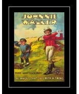 Vintage Johnnie Walker Golf Poster Print Scotch Wall Art Gift for Golfers - £17.62 GBP+