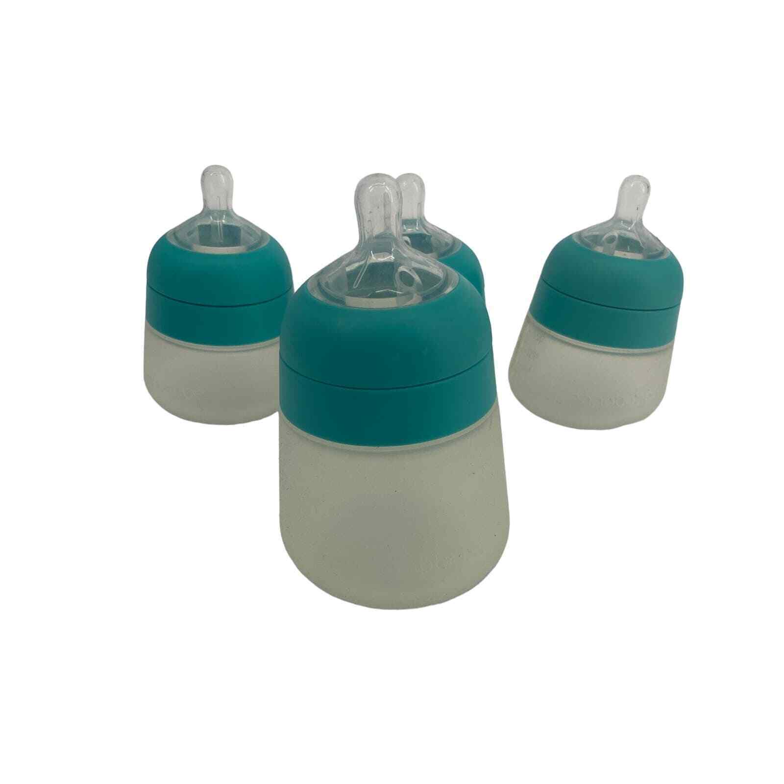 Lot of 4 Nanobebe Anti-Colic Flexy Silicone Baby Bottles Teal Color 9oz ... - $11.40