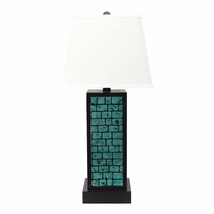 13 X 15 X 30.75 Black Metal With Teal Brick Pattern - Table Lamp - £288.64 GBP