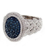 $400 Savvy Cie Blue Diamond Ring 7 $400 Braided Texture Great Girlfirend... - £126.21 GBP