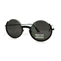 Open Top Half Circle Round Sunglasses Metal Frame Spring Hinge - £7.86 GBP