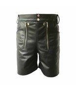 Men&#39;s Lamb Leather Basketball Shorts Real Leather Sports Shorts Double Zip - $147.07 CAD