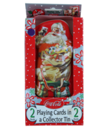 Coca Cola 2 Decks Playing Cards In Collector Santa Tin New In Package Bi... - $91.61 MXN