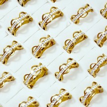 50Pcs Newest Design Fashion Gold Steel Women&#39;s Rings lot for Women Female anel J - £56.69 GBP