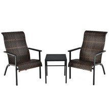 3 Pieces Patio Rattan Bistro Set with High Backrest and Armrest-Brown - ... - $5,682.56 MXN