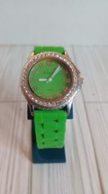 Kim Rogers Womens Watch Green Silicone Band &amp; Face With Rhinestone Bezel - £11.59 GBP