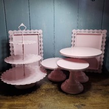 6 Pieces Pink Cake Cupcake Stand Round Modern Dessert Towers Decor Servi... - $60.49