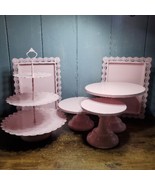 6 Pieces Pink Cake Cupcake Stand Round Modern Dessert Towers Decor Servi... - $953.65 MXN