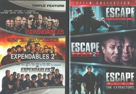 EXPENDABLES 1-2-3+Escape 1-2-3: Stallone+Schwarzenegger+Statham+Lundgren-NEW DVD - £23.72 GBP
