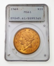 1904 $20 Gold Liberty Double Eagle Graded by PCGS as MS61 Old Holder! - £2,103.41 GBP