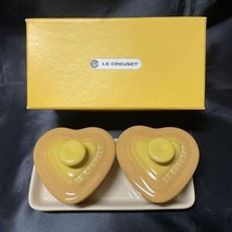 Le Creuset Petite Ramekin D&#39;Amour Set of 2 Heart shaped Cocotte yellow w... - £19.57 GBP