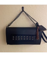 NWT HOUSE OF HARLOW 1960 Black Leather Clutch Crossbody Studded Front Ha... - $1,881.67 MXN