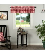 Farmhouse Red White Buffalo Plaid Ruffled Window Valance Country Cottage - $29.05