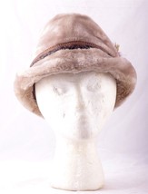 Mens fur winter Trilby Hat with leather braid band feather ear flaps - $34.25