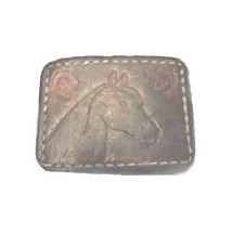 Vintage Leather Belt Buckle Horse Rectangle - $14.80