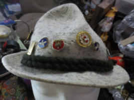 Vintage Authentic Wool Tyrol Hat Bavarian Alpine Octoberfest W/ Pins Size 55 - £58.66 GBP