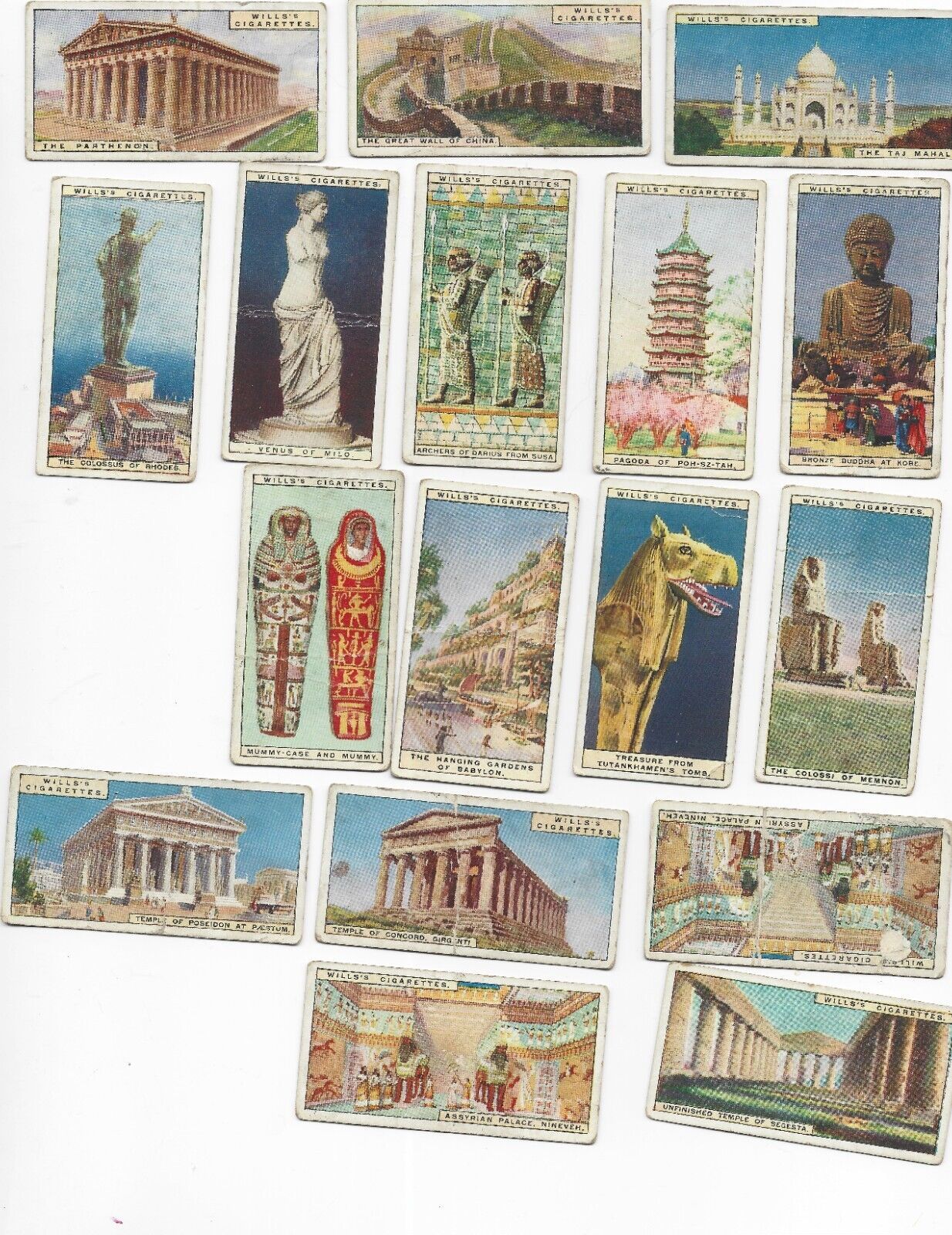 17 Cards- Wonders of the Past-W.D &amp; H.O. Wills Cigarette Cards - $22.50