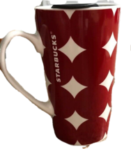 Starbucks Coffee Travel Tumbler 14oz. White W/red Dots &amp;Lid  - £21.35 GBP