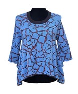 Opening Ceremony Blue Crackle Asymmetric Cropped Retro Sweater Top Large... - $54.99