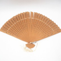 Vintage Ladies Bamboo Wood Folding Fan w/ White Tassel - £12.63 GBP