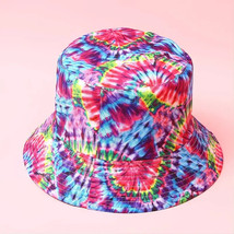 Women&#39;s Pink Blue multicolor Reversible Graffiti Patterns Bucket Hat Lar... - £7.90 GBP