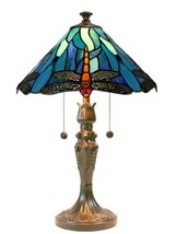 Table Lamp DALE TIFFANY HUXLEY Cone Shade Pedestal Base 2-Light Antique ... - $318.00