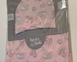 Girls Betty &amp; Bob 2 Pc Swaddle Baby Blanket &amp; Hat Gift Set Swan &amp; Flower... - $12.99