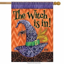 The Witch Is In Halloween House Flag -2 Sided Message, 28&quot; x 40&quot; - £22.37 GBP
