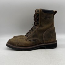 Justin Pulley SE682 Mens Brown Leather Steel Toe Lace Up Work Boots Size 11 D - £38.94 GBP